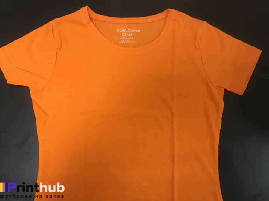 Женская оранжевая футболка хлопок